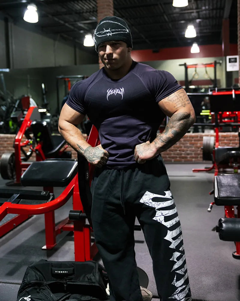 Men Short Sleeve 2025 Spring Autumn New StyleFitness Clothes Quick Drying Breathable Stretch Tight Fitting Clothing T-Shirt