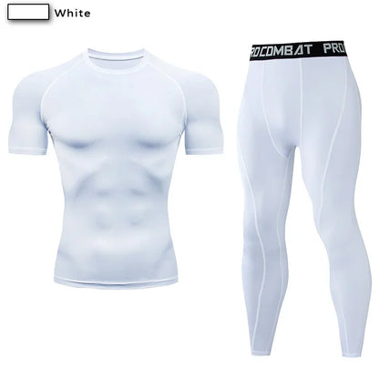 2pcs Men's Compression Sportswear Suit Elastic Training Yoga Sets Workout Jogging Fitness Clothing Tracksuit Pants Sporting