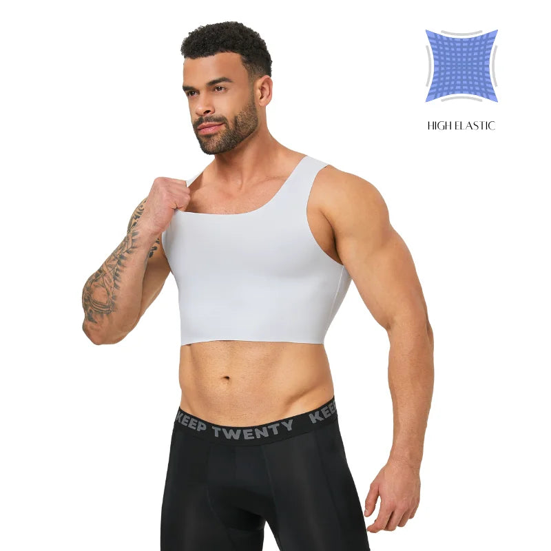Men's seamless shaping short vest, sleeveless slim fit underwear, high elasticity breathable comfortable vest