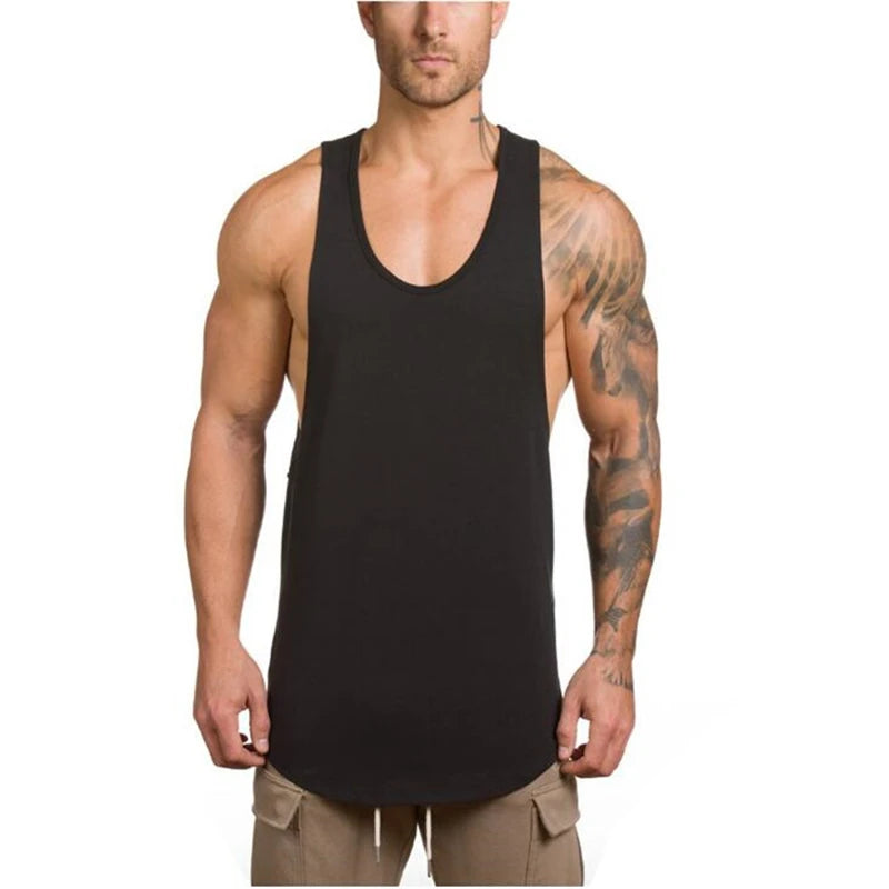 Cotton Breathable Sleeveless T-Shirt Gym Fitness Bodybuilding Training Clothing Mens Running Sport Solid Color Muscle Tank Tops