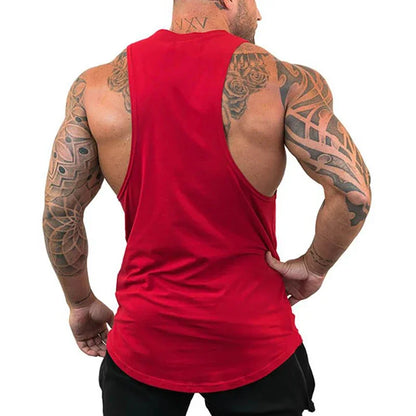 Red Spider Printed Running Tank Tops Gym Fitness Cotton Breathable Sleeveless T-Shirt Mens Bodybuilding Loose Training Clothing