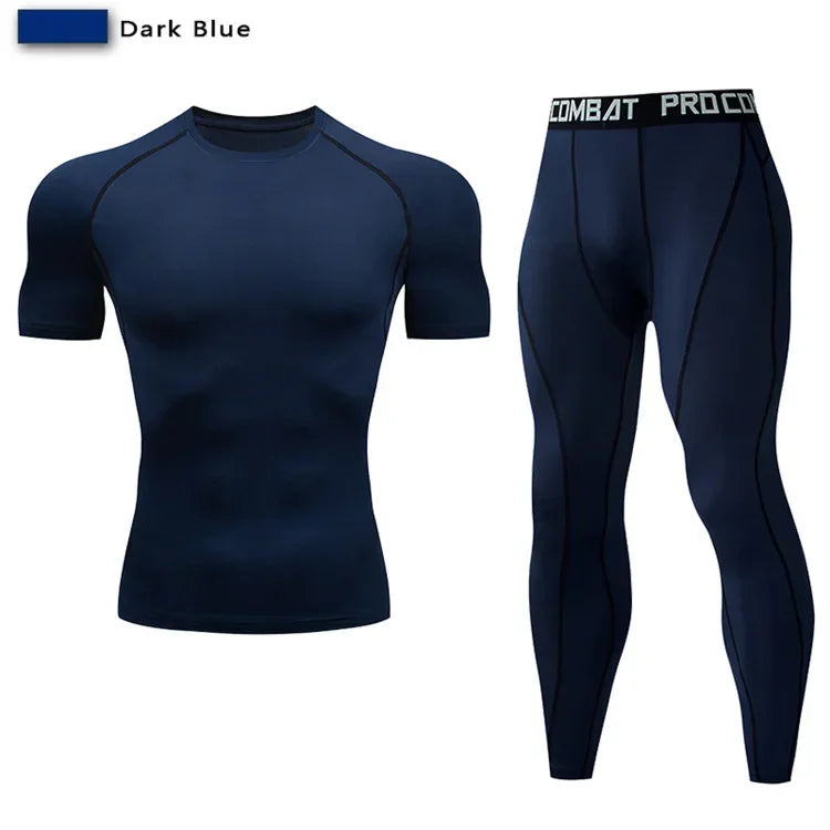 2pcs Men's Compression Sportswear Suit Elastic Training Yoga Sets Workout Jogging Fitness Clothing Tracksuit Pants Sporting