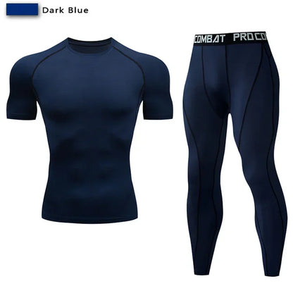 2pcs Men's Compression Sportswear Suit Elastic Training Yoga Sets Workout Jogging Fitness Clothing Tracksuit Pants Sporting