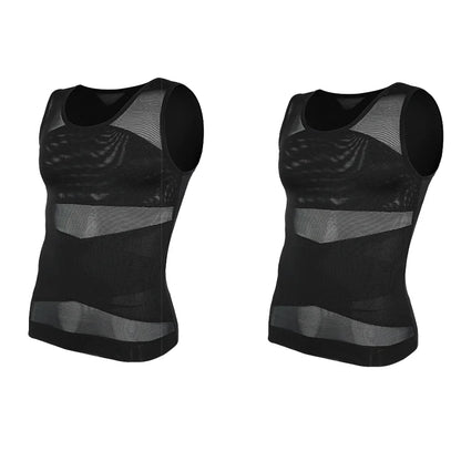 Compression Shirt for Men Slimming Undershirt Body Shaper Tank Top Gynomastica Sleeveless Shapewear Vest Mesh Cross Suit 3XL