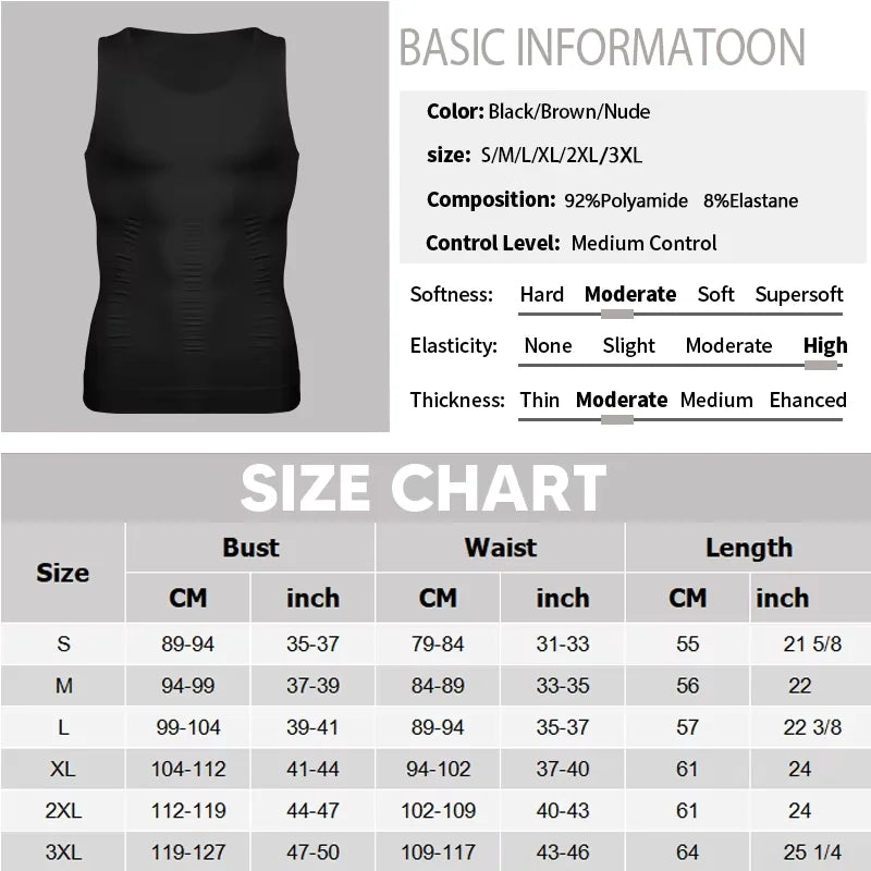 Men V Neck Compression Vest Slimming Body Shaper Abs Abdomen Workout Tank Top Sleeveless Shapewear Belly Control Shirt