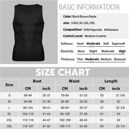 Men V Neck Compression Vest Slimming Body Shaper Abs Abdomen Workout Tank Top Sleeveless Shapewear Belly Control Shirt