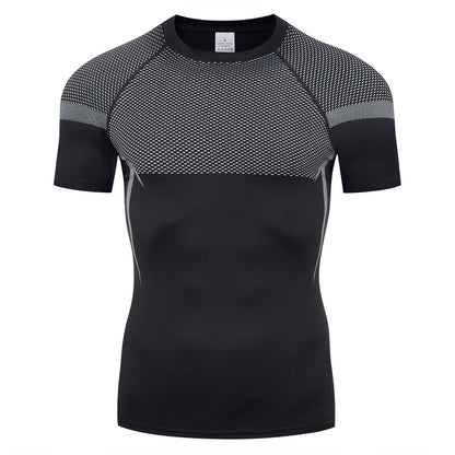 HANRAN Men's Compression shirt Tight Quick Dry Running Sports T-Shirt Gym Fitness Training Workout Breathable Man Brand Top