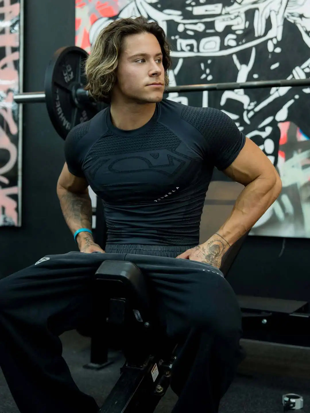 2025 YOUNGAL New Men's Fitness T-shirts clothing sports Tshirt tights high elastic training short sleeve fitness man clothing