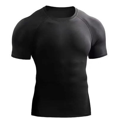 Fitness clothes men's outdoor sports quick drying short sleeved t-shirt training pro running stretch tight fitting clothes yoga