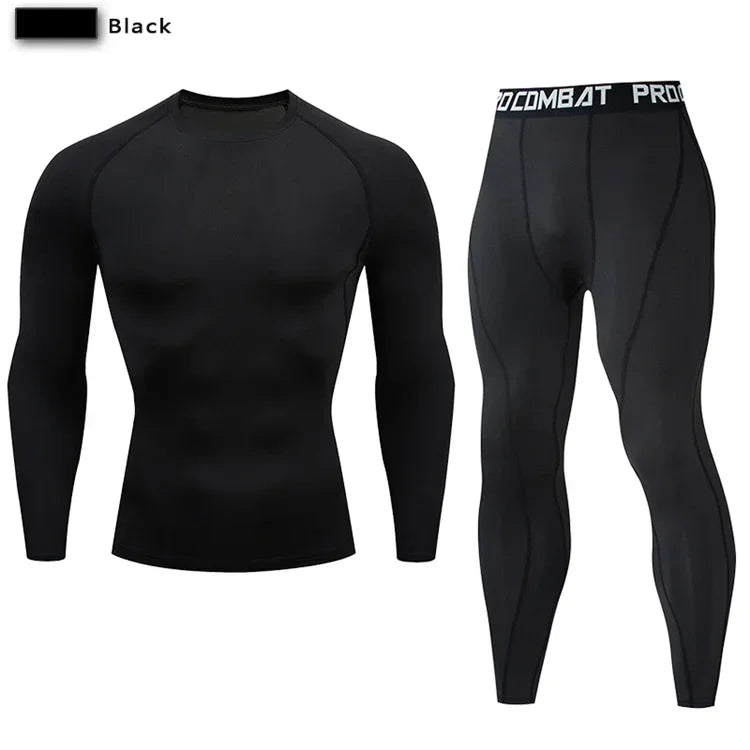 2pcs Men's Compression Sportswear Suit Elastic Training Yoga Sets Workout Jogging Fitness Clothing Tracksuit Pants Sporting