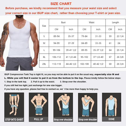 Compression Shirts Men Tummy Control Shapewear Compression Shirt Flat Belly Abdomen Slim Vest Waist Trainer Fitness Workout