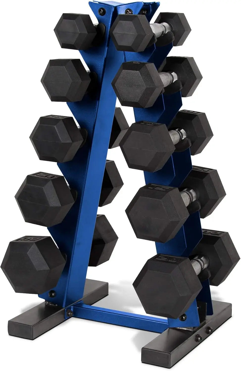 150 LB Coated Hex Dumbbell Weight Set with Vertical Rack | Chrome Handle Multiple Options