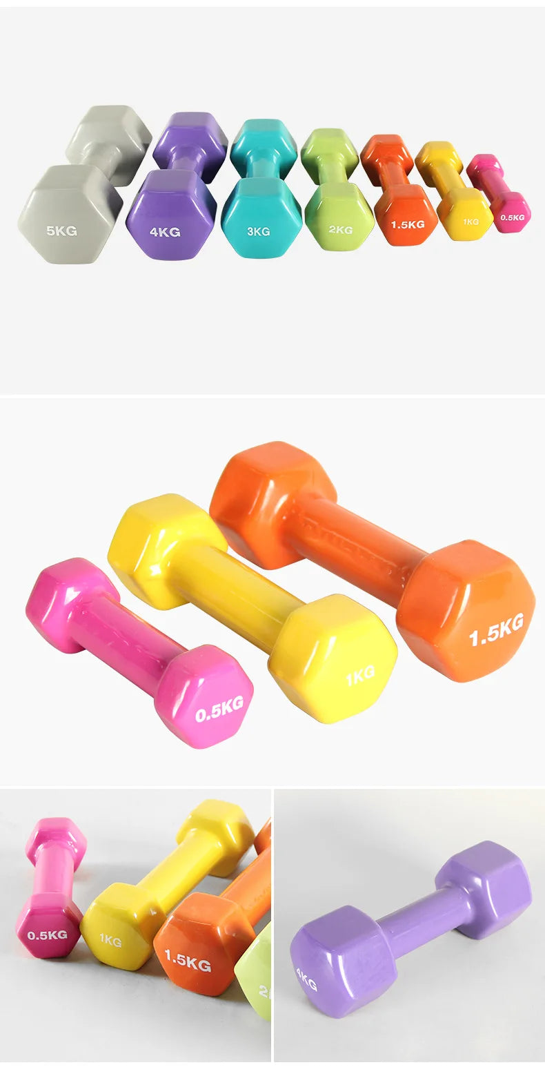 Household Fitness Products Hexagon Smooth Surface Immersion Dumbbell With Built-In Iron Core Women's Fitness Dumbbell
