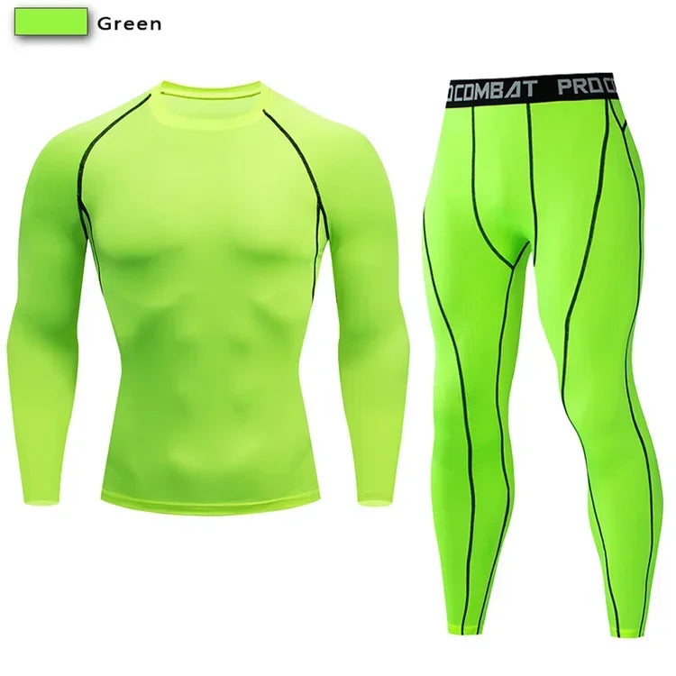 2pcs Men's Compression Sportswear Suit Elastic Training Yoga Sets Workout Jogging Fitness Clothing Tracksuit Pants Sporting