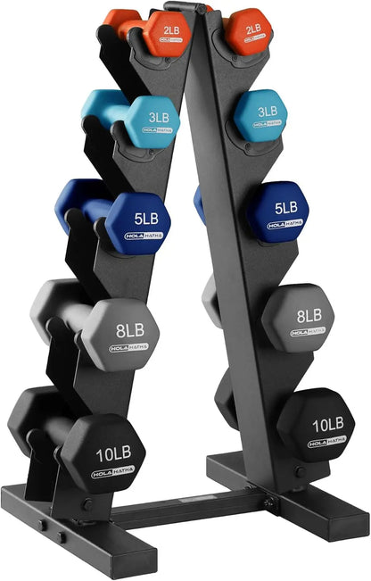 Neoprene Dumbbell Free Hand Weight Set with Rack, Ideal for Home Exercises to Gain Tone and Definition