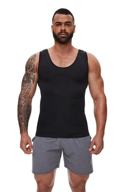 Mens Tummy Compression Shirts Control Shapewear Flat Belly Shaping Abdomen Vest Tank Top Fitness Workout Slimming Body Shaper