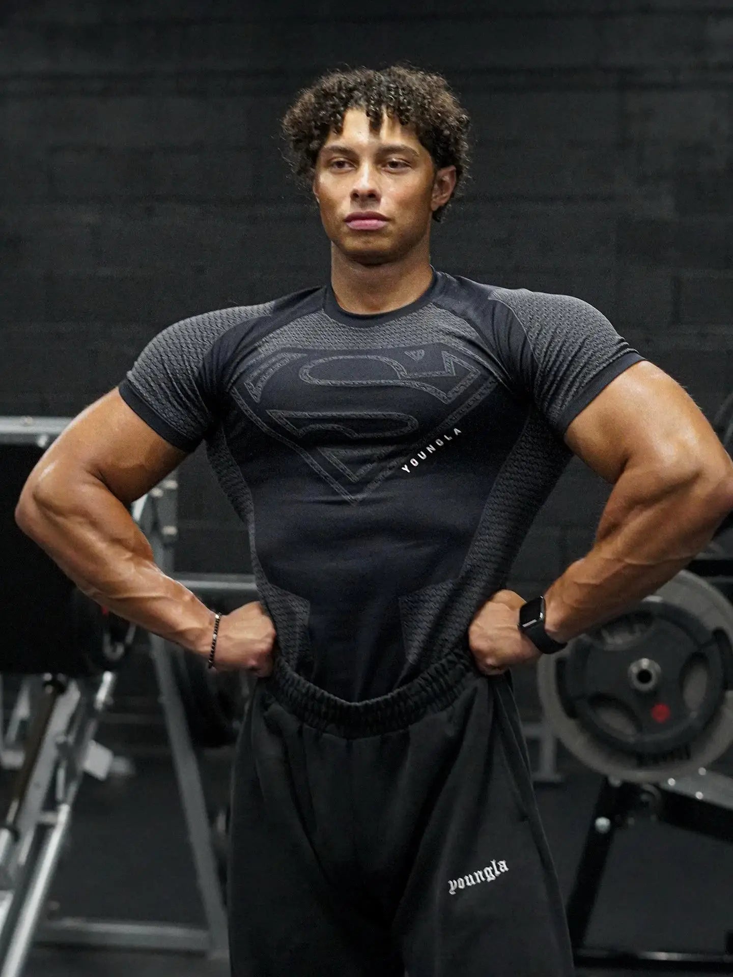 2025 YOUNGAL New Men's Fitness T-shirts clothing sports Tshirt tights high elastic training short sleeve fitness man clothing