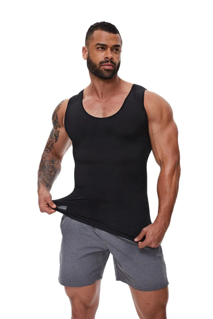 Mens Tummy Compression Shirts Control Shapewear Flat Belly Shaping Abdomen Vest Tank Top Fitness Workout Slimming Body Shaper