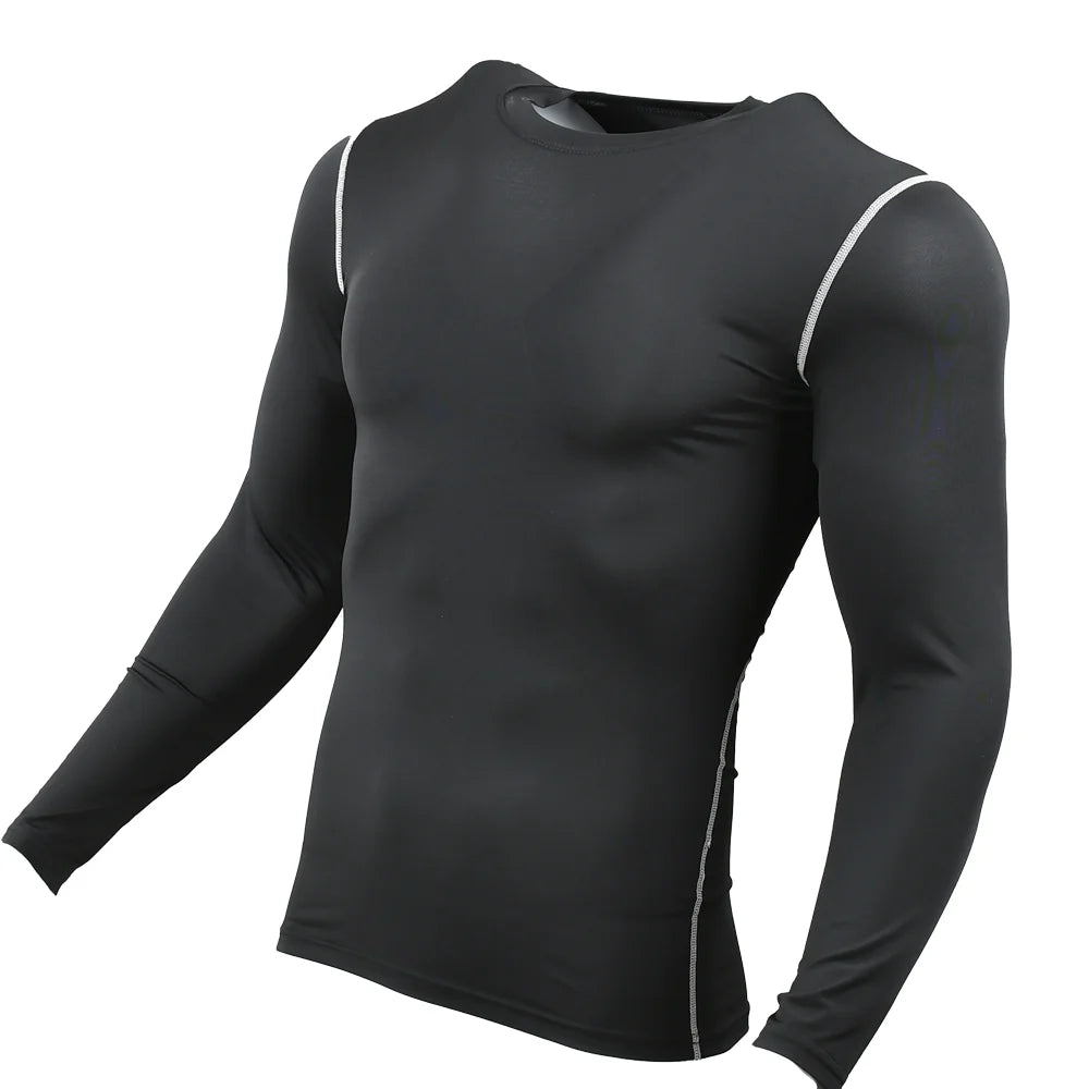 Men Compression Running T-Shirt Gym Sportswear Training Jogging Shirts Fitness Tight Long Sleeve Sport T-shirt Quick Dry Clothe