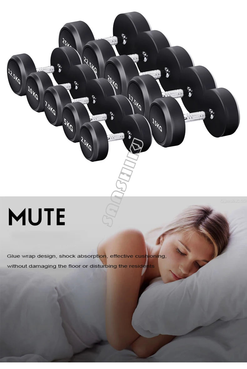 Round Rubber Coated Steel Dumbbell for Men and Women, Special Fitness Equipment, Classic, 5kg-20kg