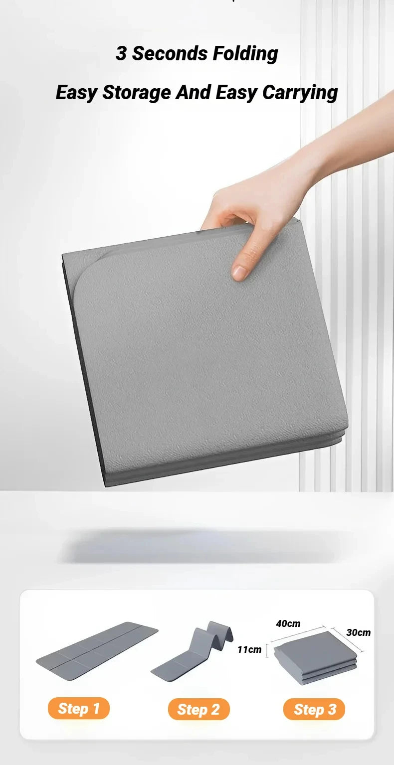 Foldable TPE Yoga Mat: Eco Friendly, Double Sided Non-slip, Folding Travel Fitness Mat for Yoga, Pilates & Floor Workouts