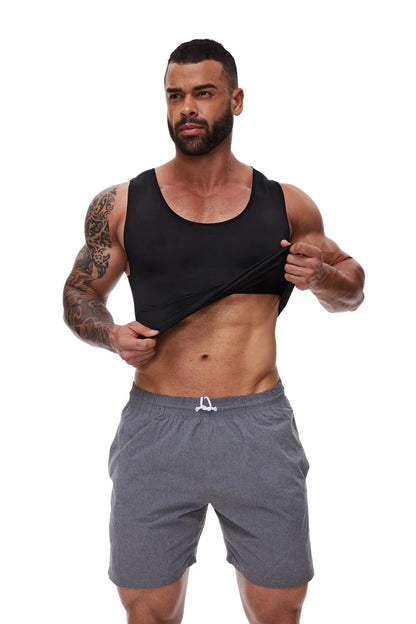 Compression Shirts Men Tummy Control Shapewear Compression Shirt Flat Belly Abdomen Slim Vest Waist Trainer Fitness Workout