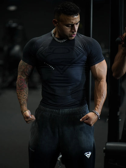 2025 YOUNGAL New Men's Fitness T-shirts clothing sports Tshirt tights high elastic training short sleeve fitness man clothing