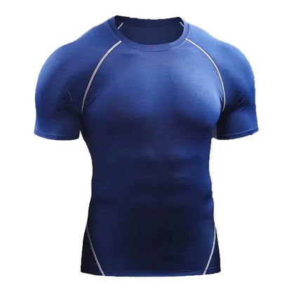 Fitness clothes men's outdoor sports quick drying short sleeved t-shirt training pro running stretch tight fitting clothes yoga