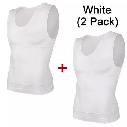 2PCS Men's Slimming Shirts High Compression Tummy Control Round Neck Body Shaper Top