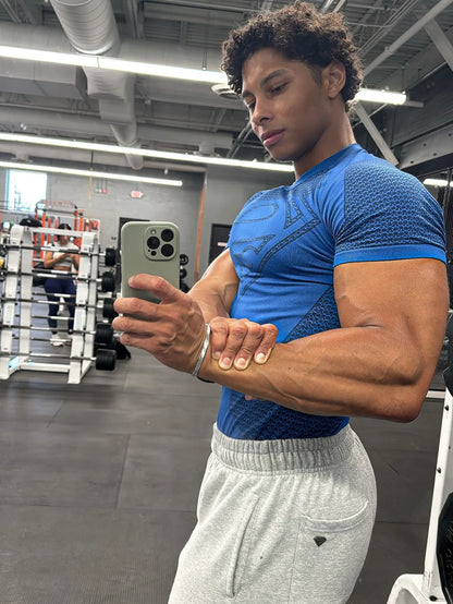 2025 YOUNGAL New Men's Fitness T-shirts clothing sports Tshirt tights high elastic training short sleeve fitness man clothing