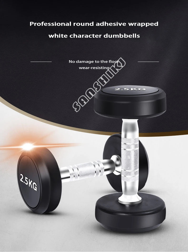 Round Rubber Coated Steel Dumbbell for Men and Women, Special Fitness Equipment, Classic, 5kg-20kg