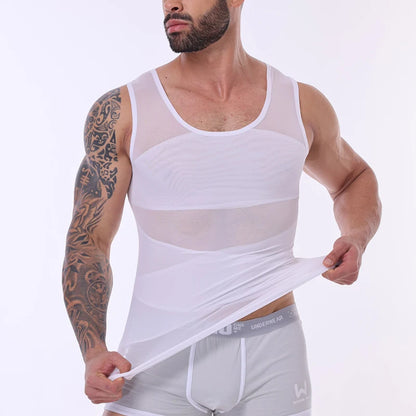 Men Compression Shirt Slimming Undershirt Body Shaper Chest Compression Tummy Control Tank Top Shapewear Underwear