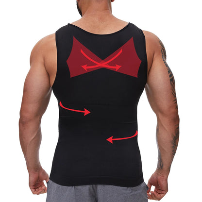 2PCS Men's Slimming Shirts High Compression Tummy Control Round Neck Body Shaper Top