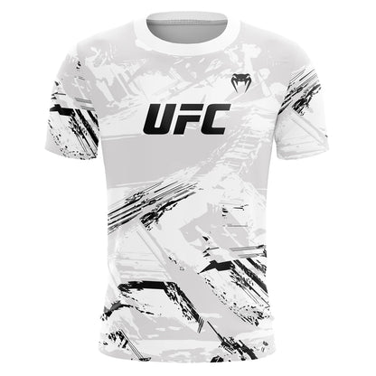 Men's UFC Fashion Short Sleeve Gym Running Round Neck T-Shirt MMA Training Exercise Gym Sport Tops Lightweight Player Jersey