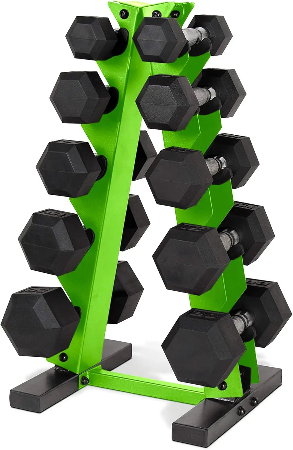 150 LB Coated Hex Dumbbell Weight Set with Vertical Rack | Chrome Handle Multiple Options