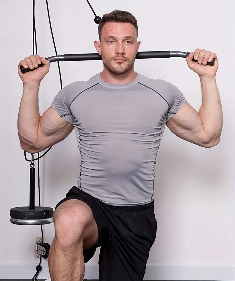 Fitness Lat Pull Down Bar Press Biceps Back Strength Workout Handle For Cable Machine Attachment Gym Accessories