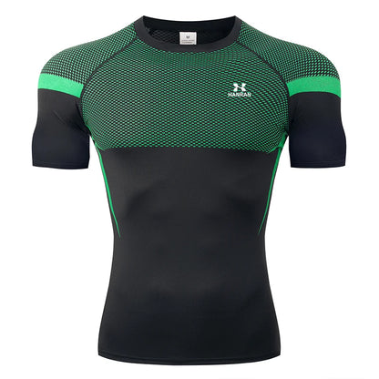 HANRAN Men's Compression shirt Tight Quick Dry Running Sports T-Shirt Gym Fitness Training Workout Breathable Man Brand Top