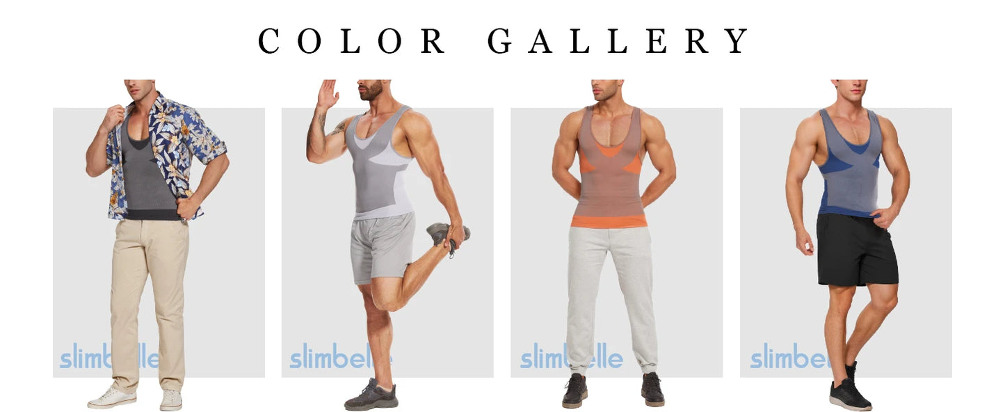 New Men's Shapewear Slimming Body Shaper Horizontal Stripe Compression Band Tummy Control T-Shirt Cross Elastic Workout Top