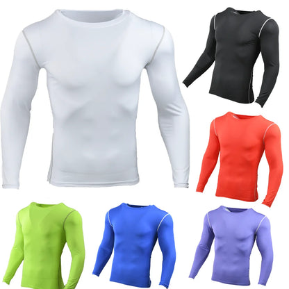 Men Compression Running T-Shirt Gym Sportswear Training Jogging Shirts Fitness Tight Long Sleeve Sport T-shirt Quick Dry Clothe