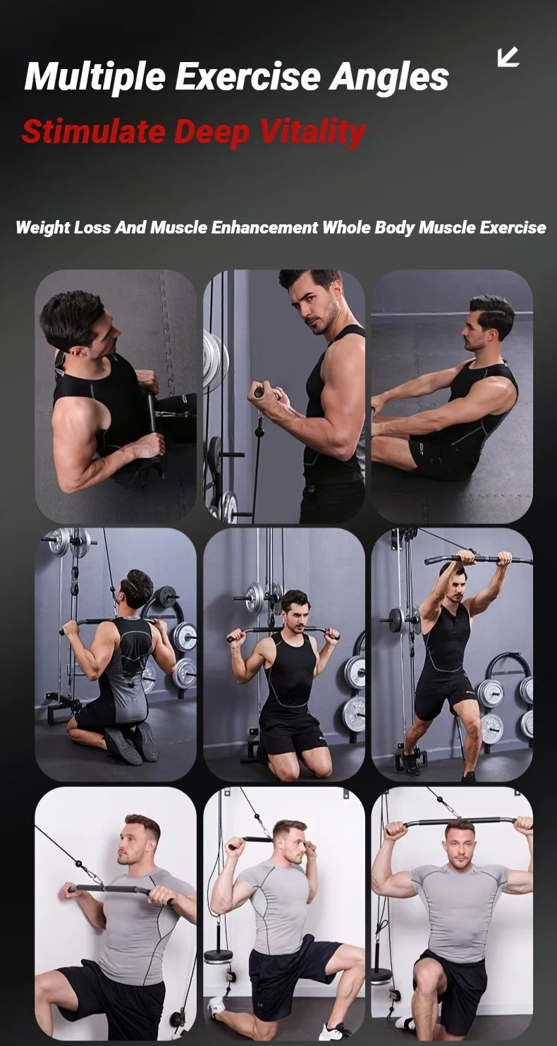 Fitness Lat Pull Down Bar Press Biceps Back Strength Workout Handle For Cable Machine Attachment Gym Accessories