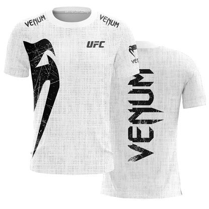 Men's UFC Black White T-shirt Classic Short Sleeved 3D Print Tees Summer Casual O-neck Jersey Boxing Fitness Training T-shirts