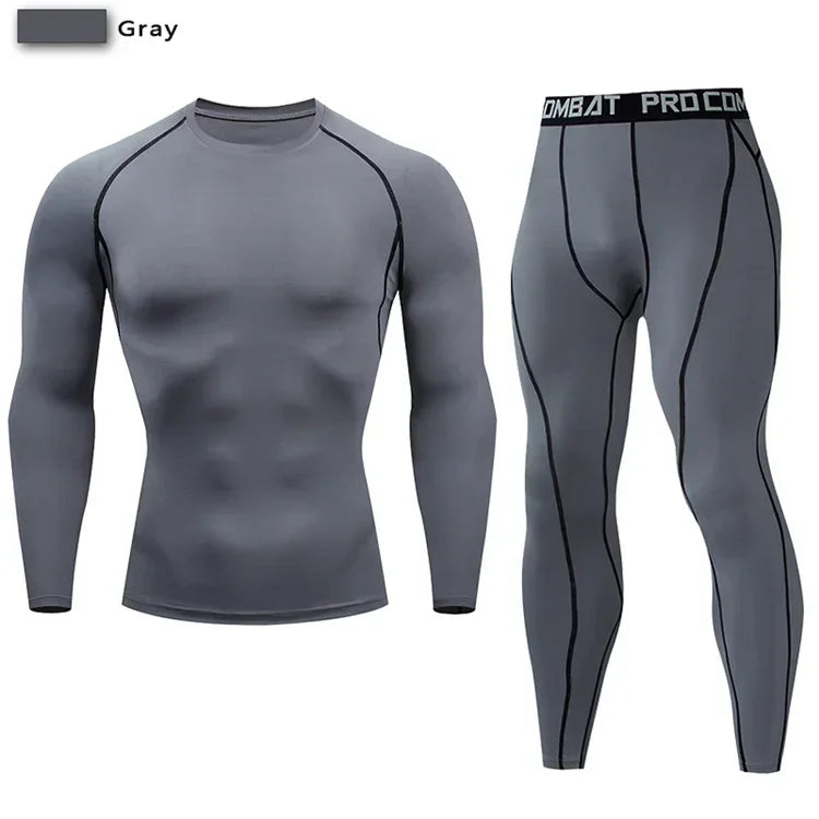 2pcs Men's Compression Sportswear Suit Elastic Training Yoga Sets Workout Jogging Fitness Clothing Tracksuit Pants Sporting