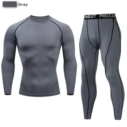 2pcs Men's Compression Sportswear Suit Elastic Training Yoga Sets Workout Jogging Fitness Clothing Tracksuit Pants Sporting