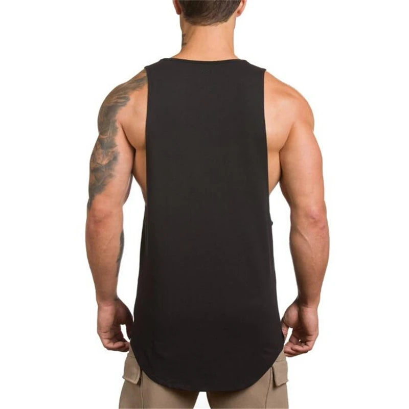 Cotton Breathable Sleeveless T-Shirt Gym Fitness Bodybuilding Training Clothing Mens Running Sport Solid Color Muscle Tank Tops