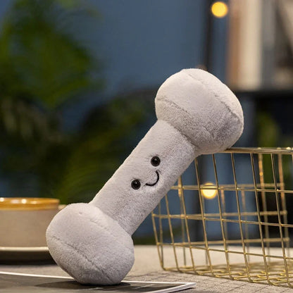 Simulation Fitness Equipment Plush Toy Kettlebell Dumbbell Stuffed Doll Kawaii Room Decor Birthday Xmas Gifts for Kids