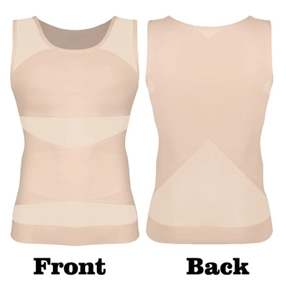 Men Compression Shirt Slimming Undershirt Body Shaper Chest Compression Tummy Control Tank Top Shapewear Underwear