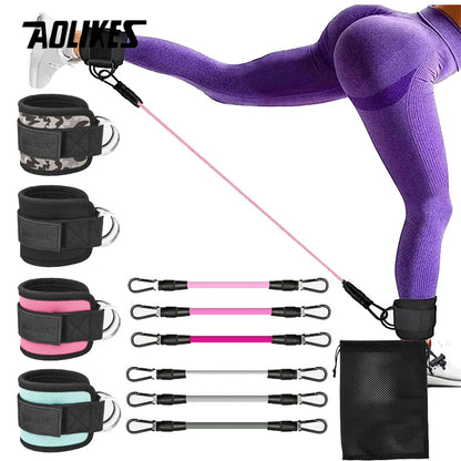 AOLIKES Cable Ankle Straps Double D-Ring Ankle Cuffs For Gym Workouts Glutes Legs Strength Training Brace Support Sport Safety