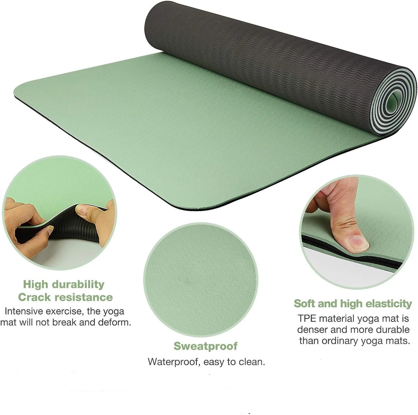TPE yoga mat is environmentally friendly, odorless, elastic, waterproof, and anti slip. It is a professional yoga mat with genui