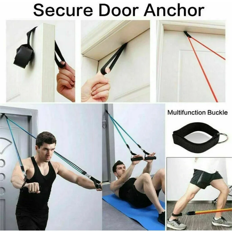 11pcs/Set Pull Rope, Resistance Bands, Portable Fitness Equipment, Ankle Strap, Chest Expander, Elastic Exercise Band