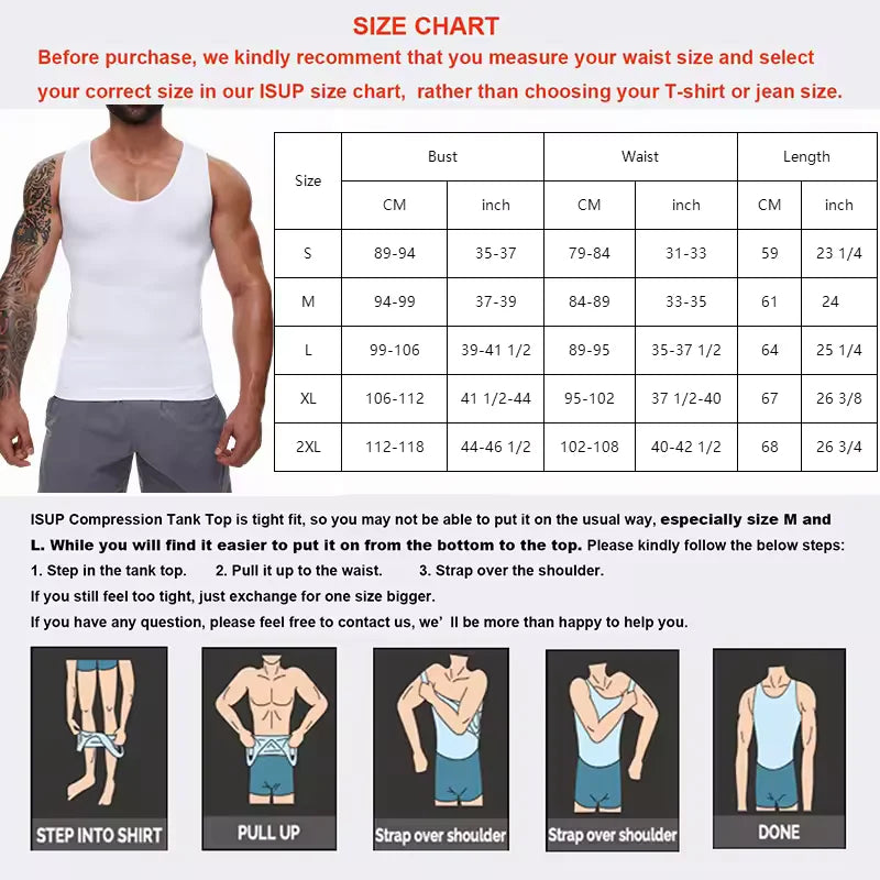 Mens Tummy Control Shapers Compression Shirt Slimming Undershirt Body Shaper Tank Tops gynomastica Sleeveless Shapewear Vest